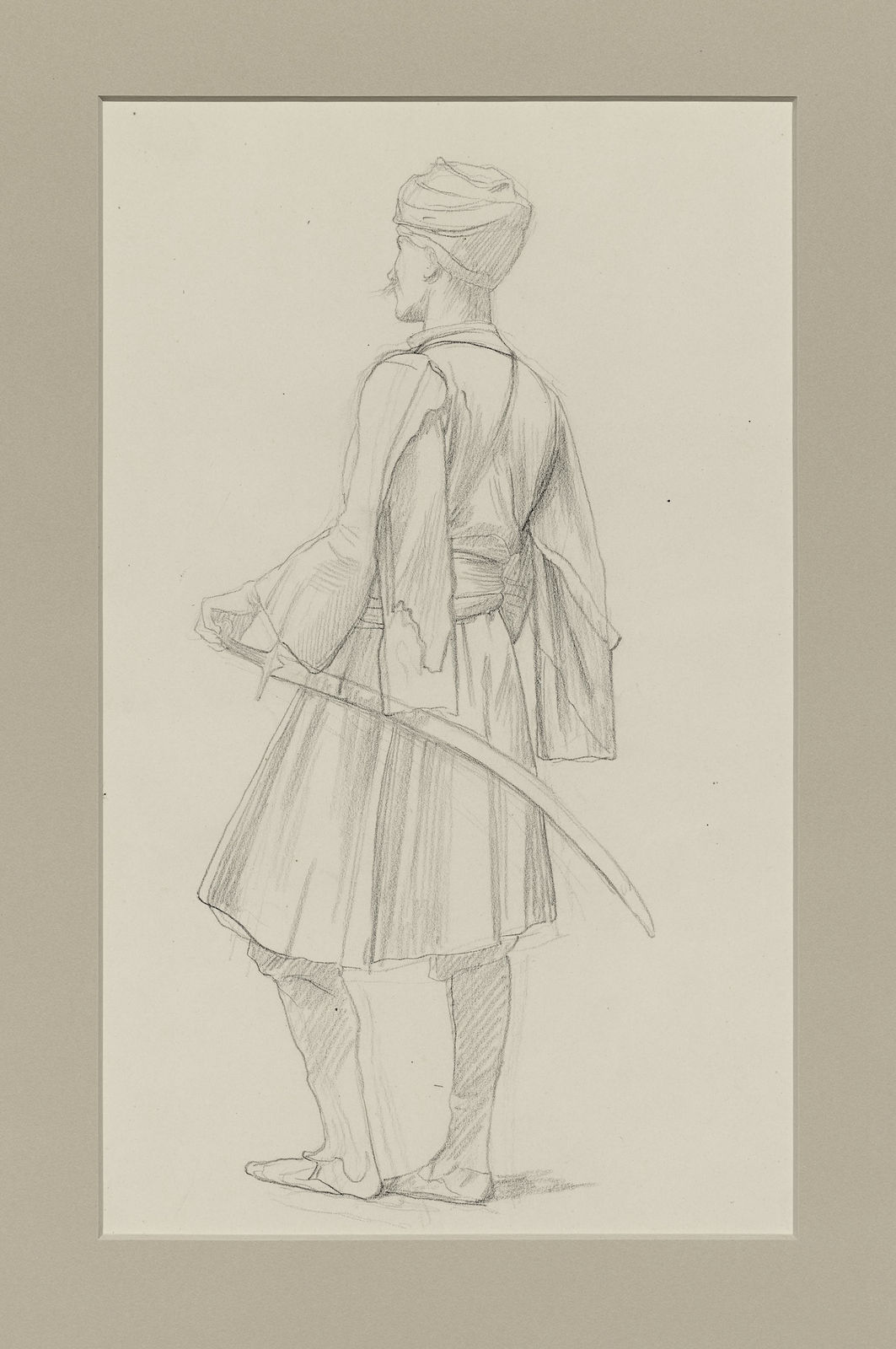 JEAN-LÉON GÉRÔME, Standing Arnaut seen from behind, with a curved sword