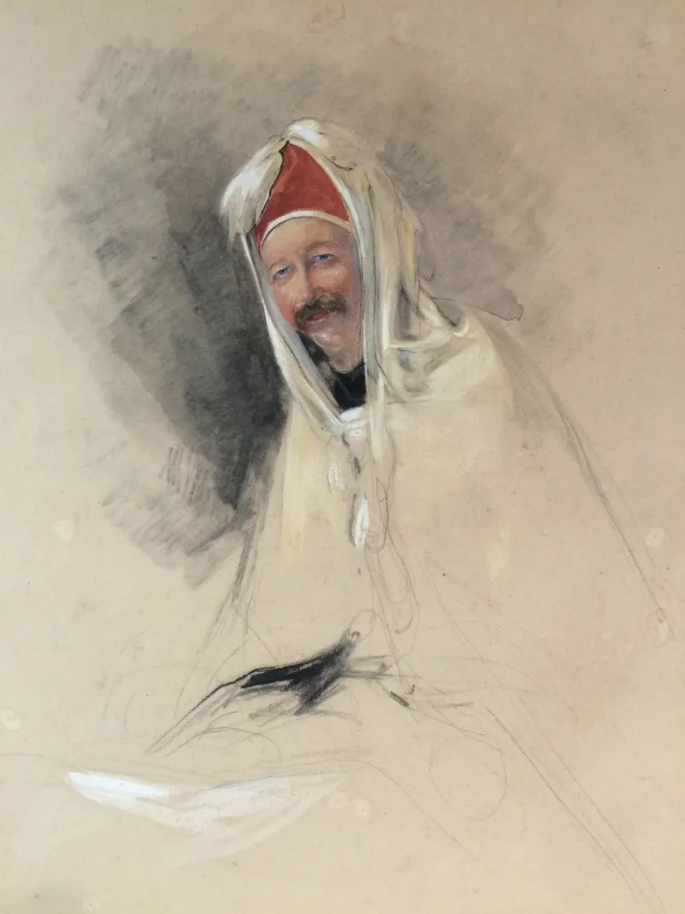 JOHN FREDERICK LEWIS, RA, Portrait Study of a European in Turkish Dress, probably Sir John Gardner Wilkinson (1797-1875), c. 1850