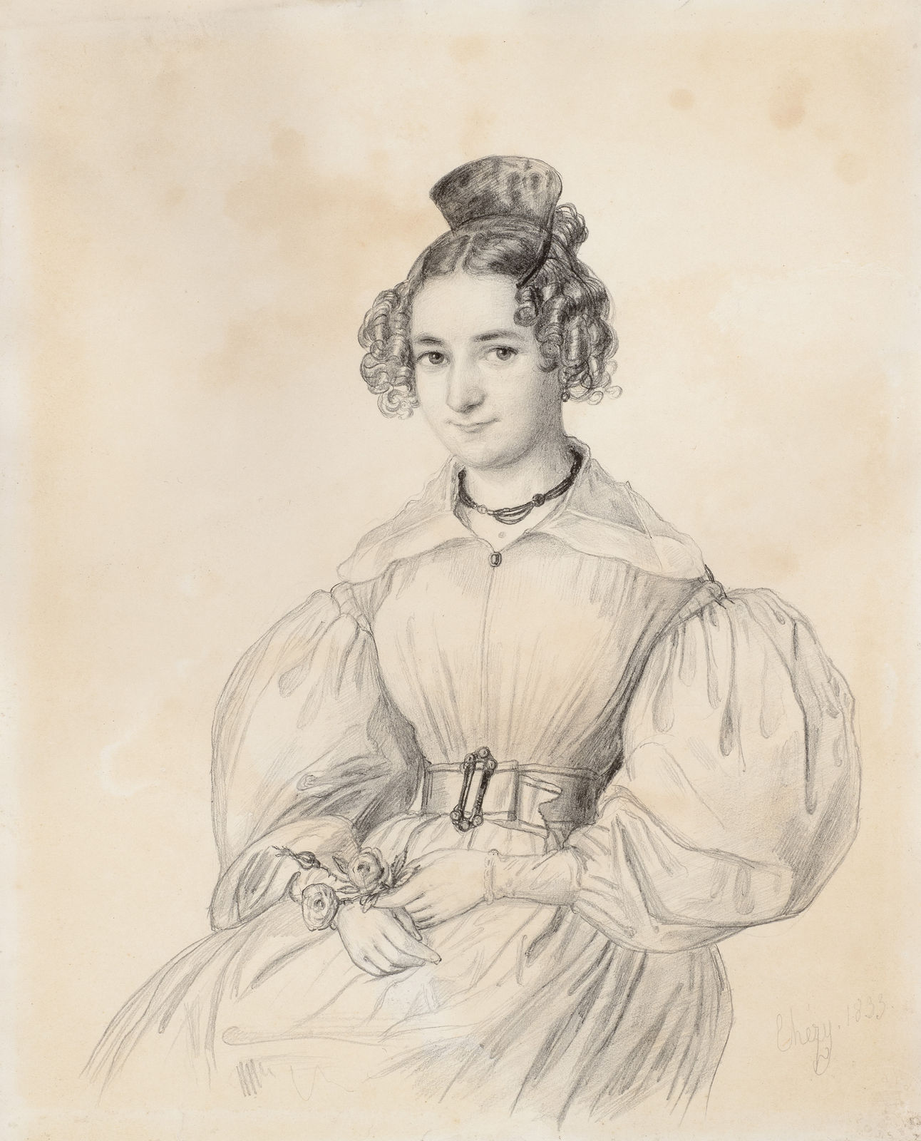 MAX VON CHÉZY, Portrait of a woman holding roses