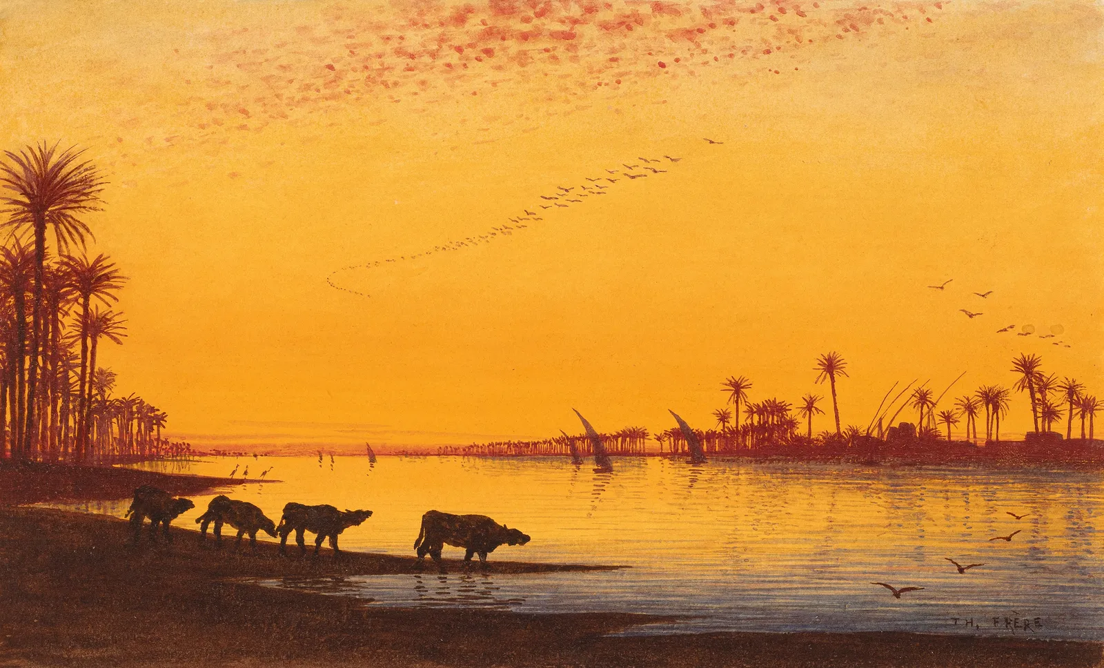 CHARLES THEODORE FRÈRE, Sunset on the Nile