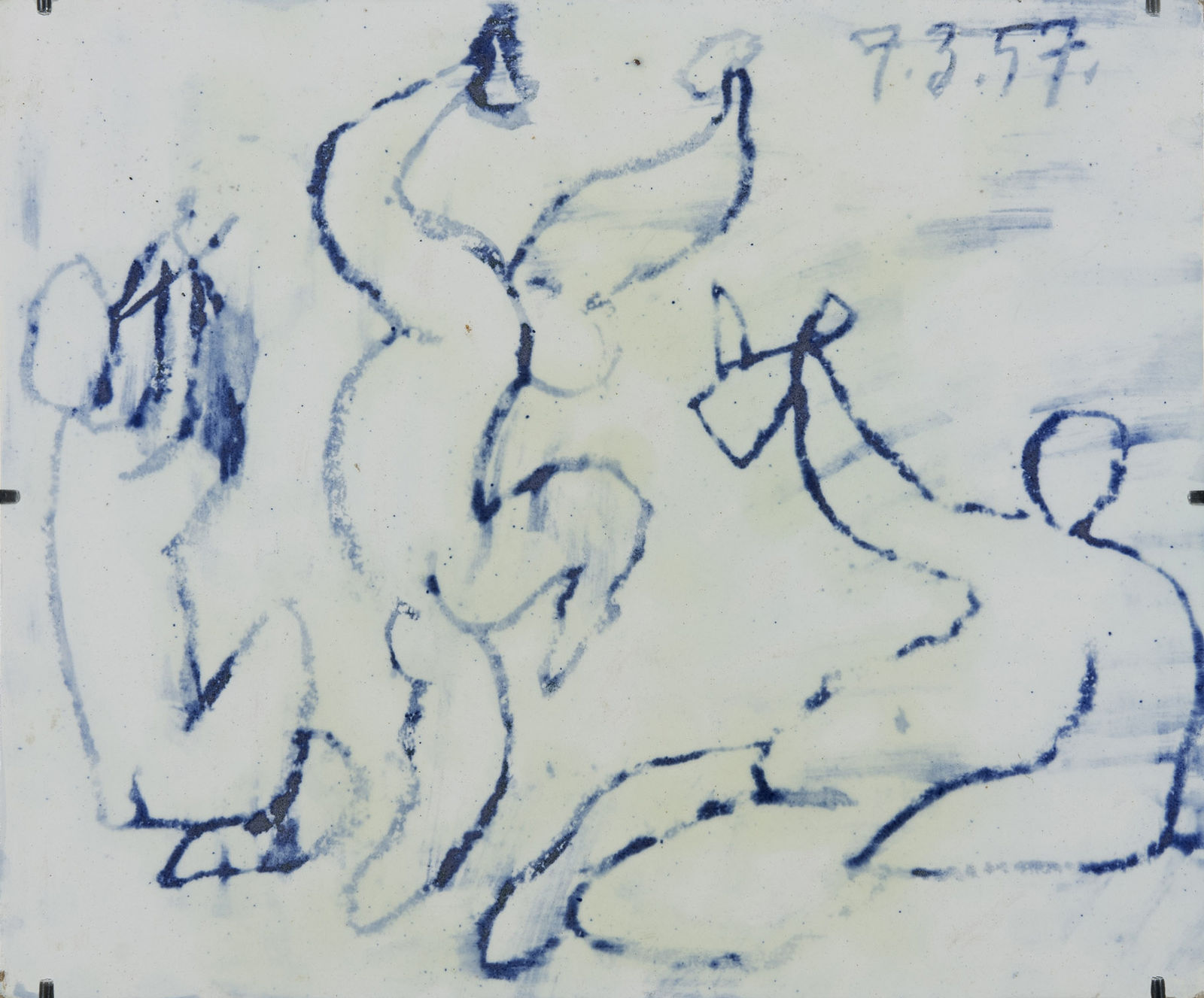 Pablo Picasso, Joueur de flûte, danseur et buveur / Visages, 7 March 1957