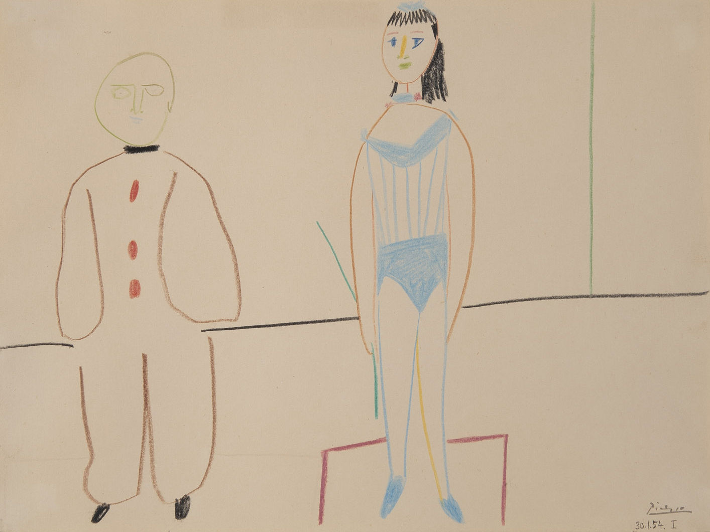 Pablo Picasso, Clowne et acrobate, 30 January 1954