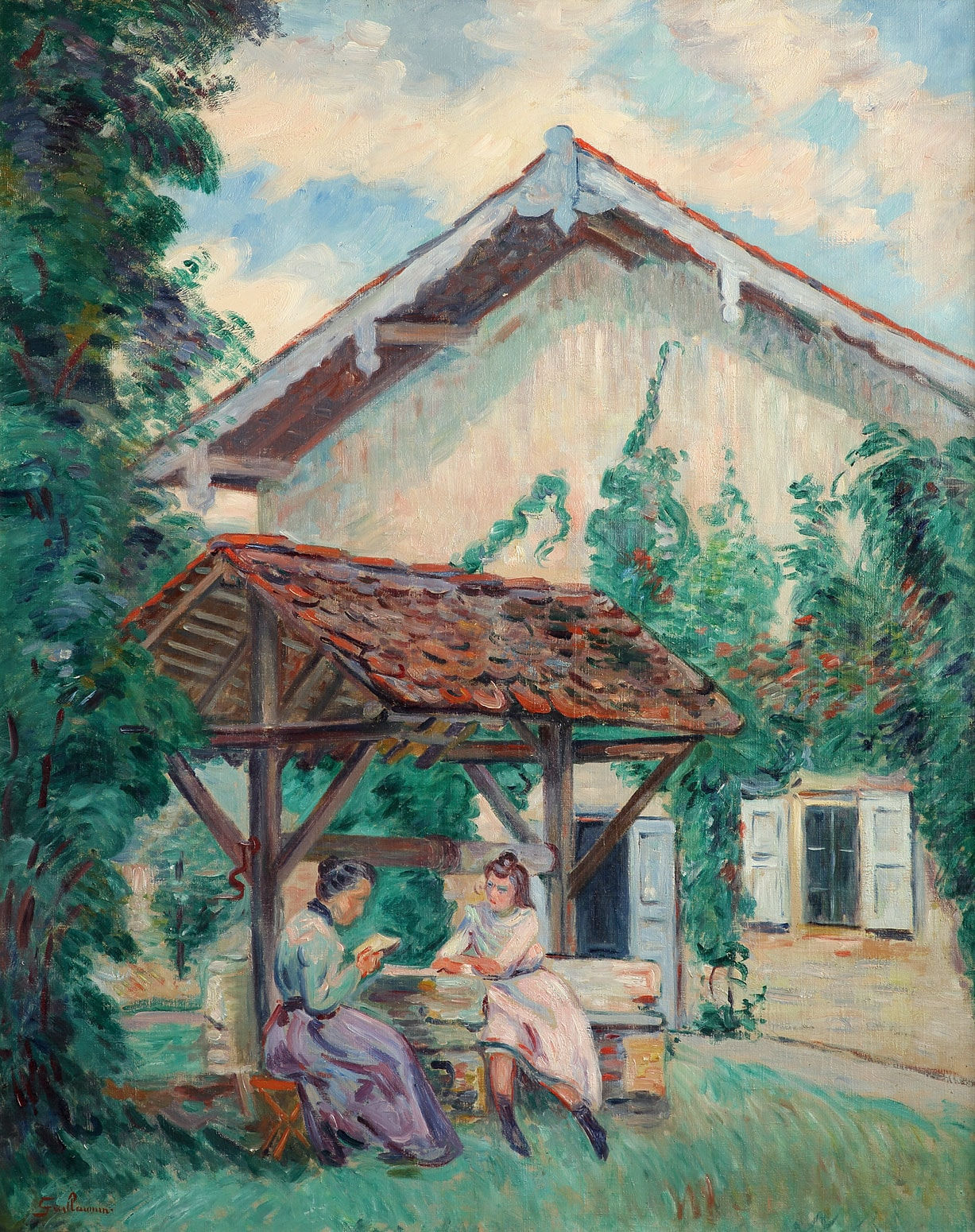 Jean Baptiste Armand Guillaumin, Madame Guillaumin et sa fille à Pontcharra, la Courrerie, c. 1901