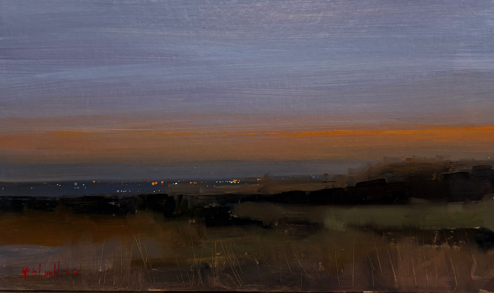 Michael Ashcroft ROI MAFA, Sun Setting, Manchester From Afar