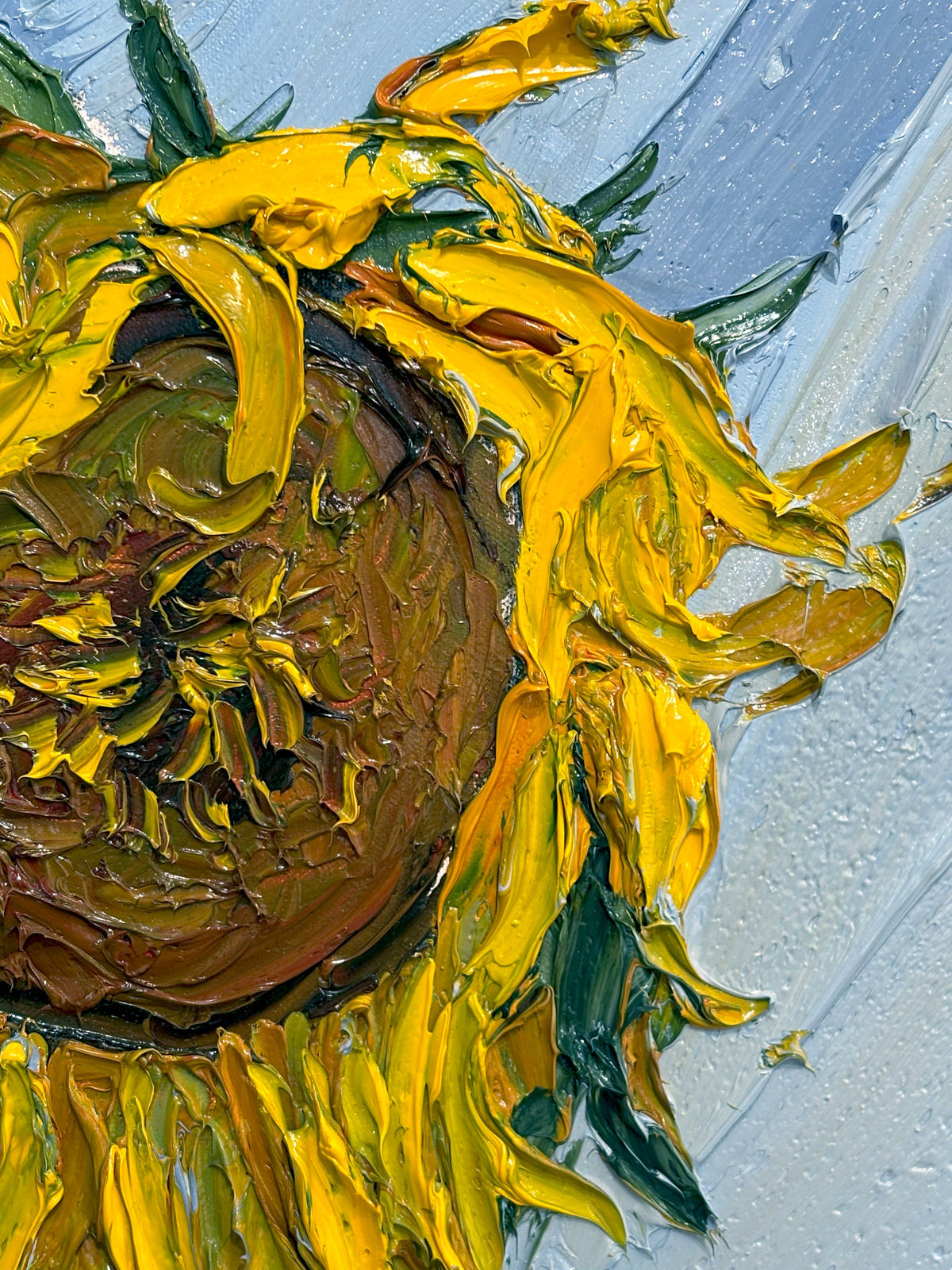 Emily Faludy, Sunflowers on a Blue Cloth, 2024