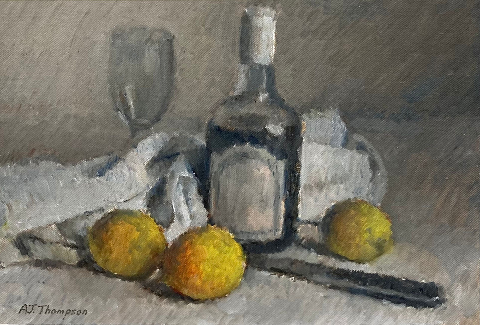 Alan James Thompson, Still Life with Bottle and Lemons