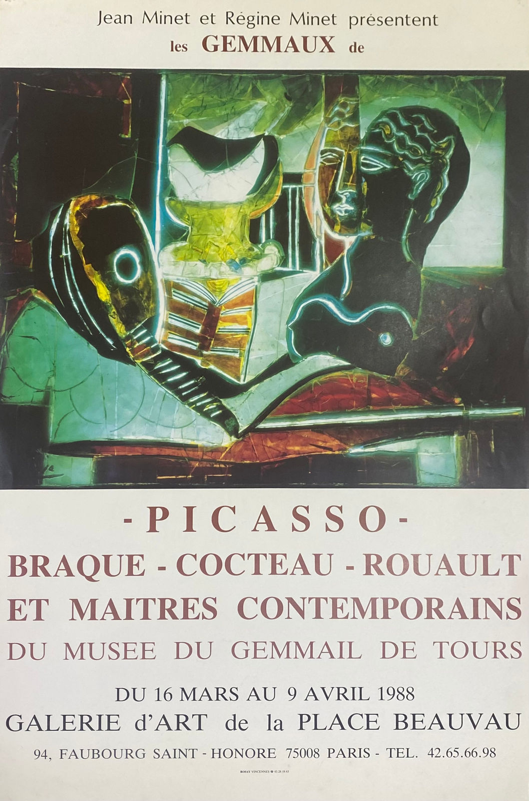 Pablo Picasso, Les Gémmaux de Picasso- Braque- Cocteau - Rouault et maîtres contemporains, Galerie d'art de la place Beauvau, Paris, 1988