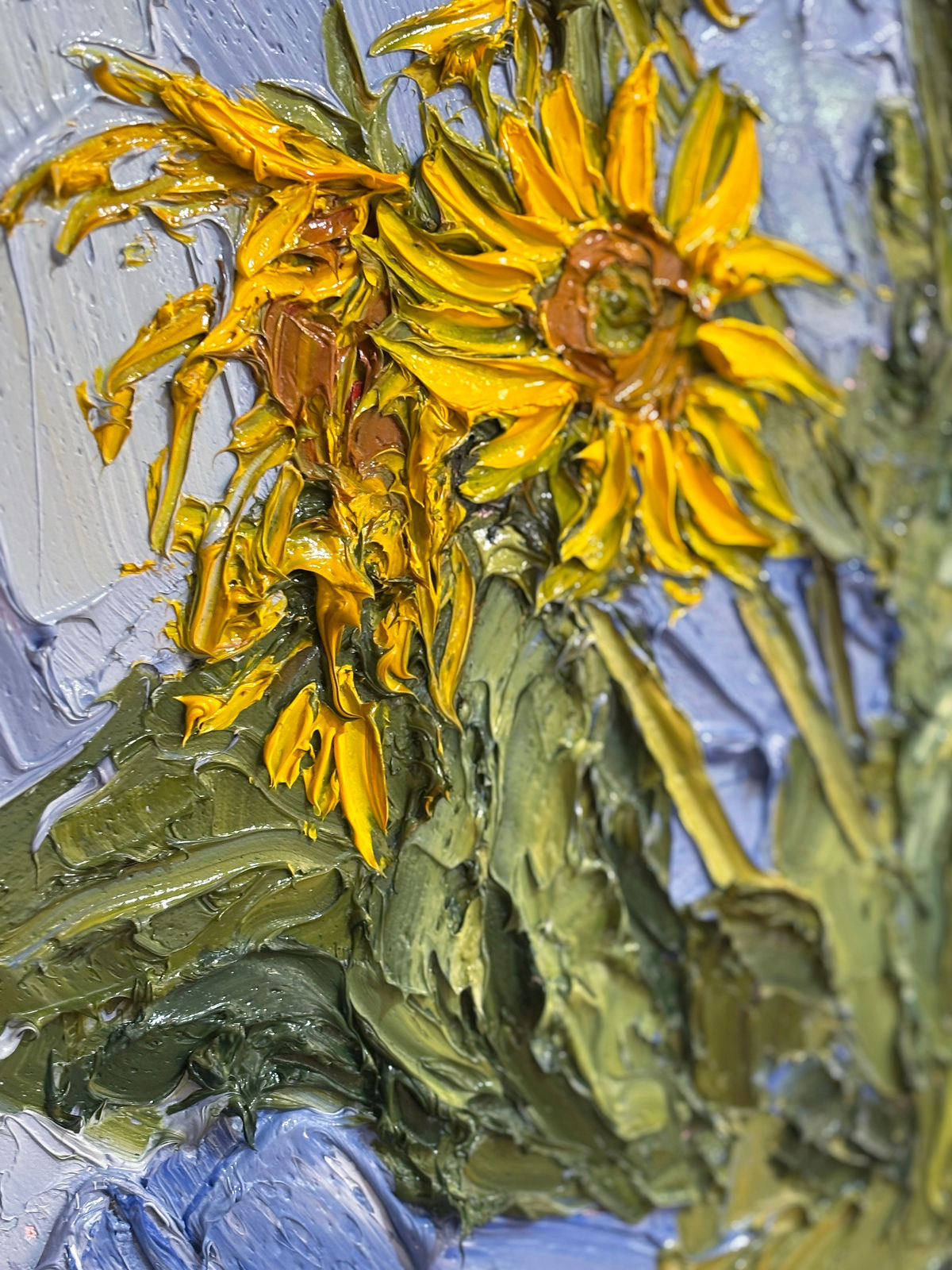 Emily Faludy, Sunflowers on a Blue Cloth, 2024