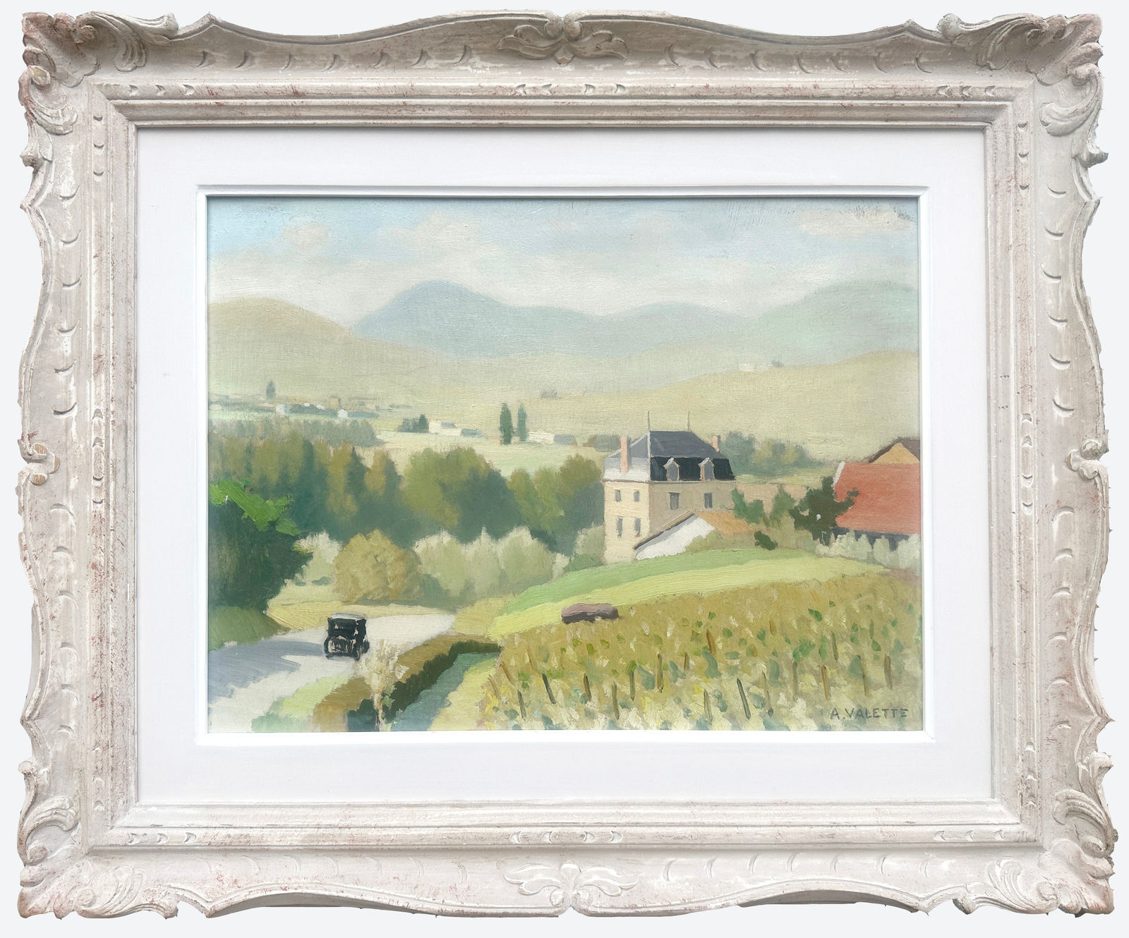 Pierre Adolphe Valette, Paysage Beaujolais avec une Voiture