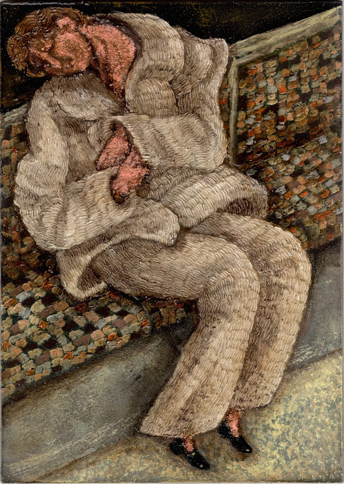 Plum Cloutman, Fur Suit on the Tube, 2021