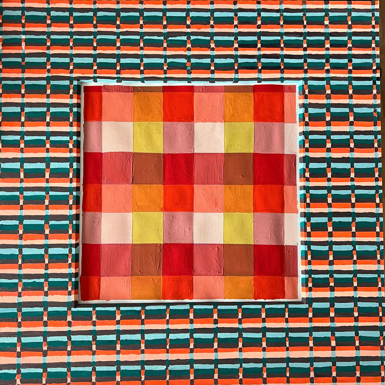 Michelle Forsyth, Orange Stripes on Orange plaid, 2024