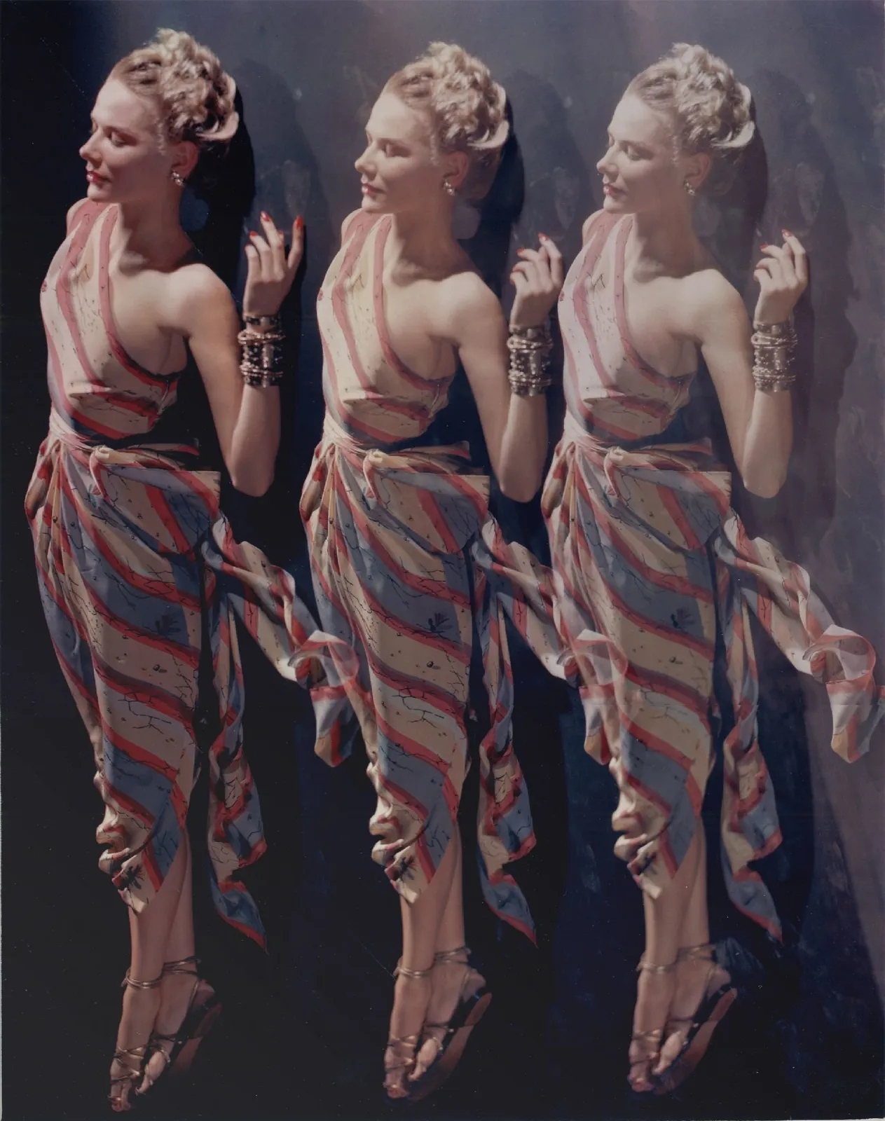 Erwin Blumenfeld, Three times Petersen, study for fashion page, New York, 1940