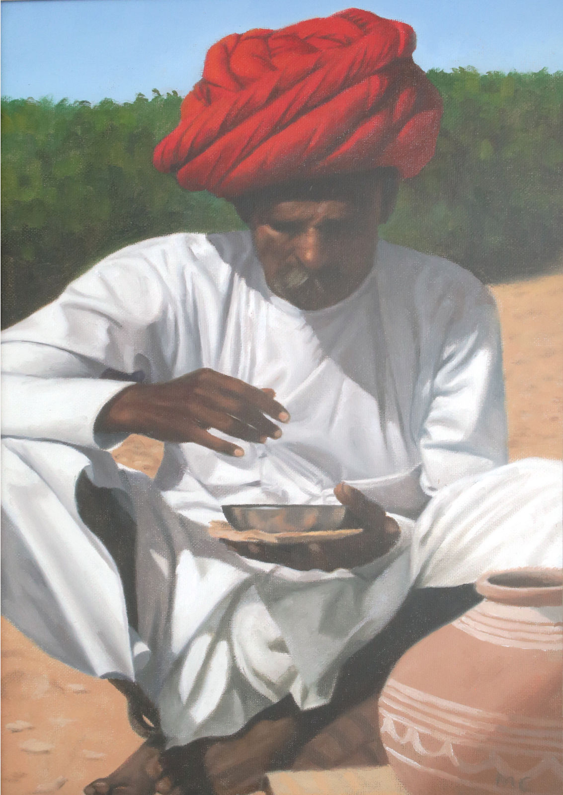 Mark Clark, Rajasthani Man with Pot (London Gallery)