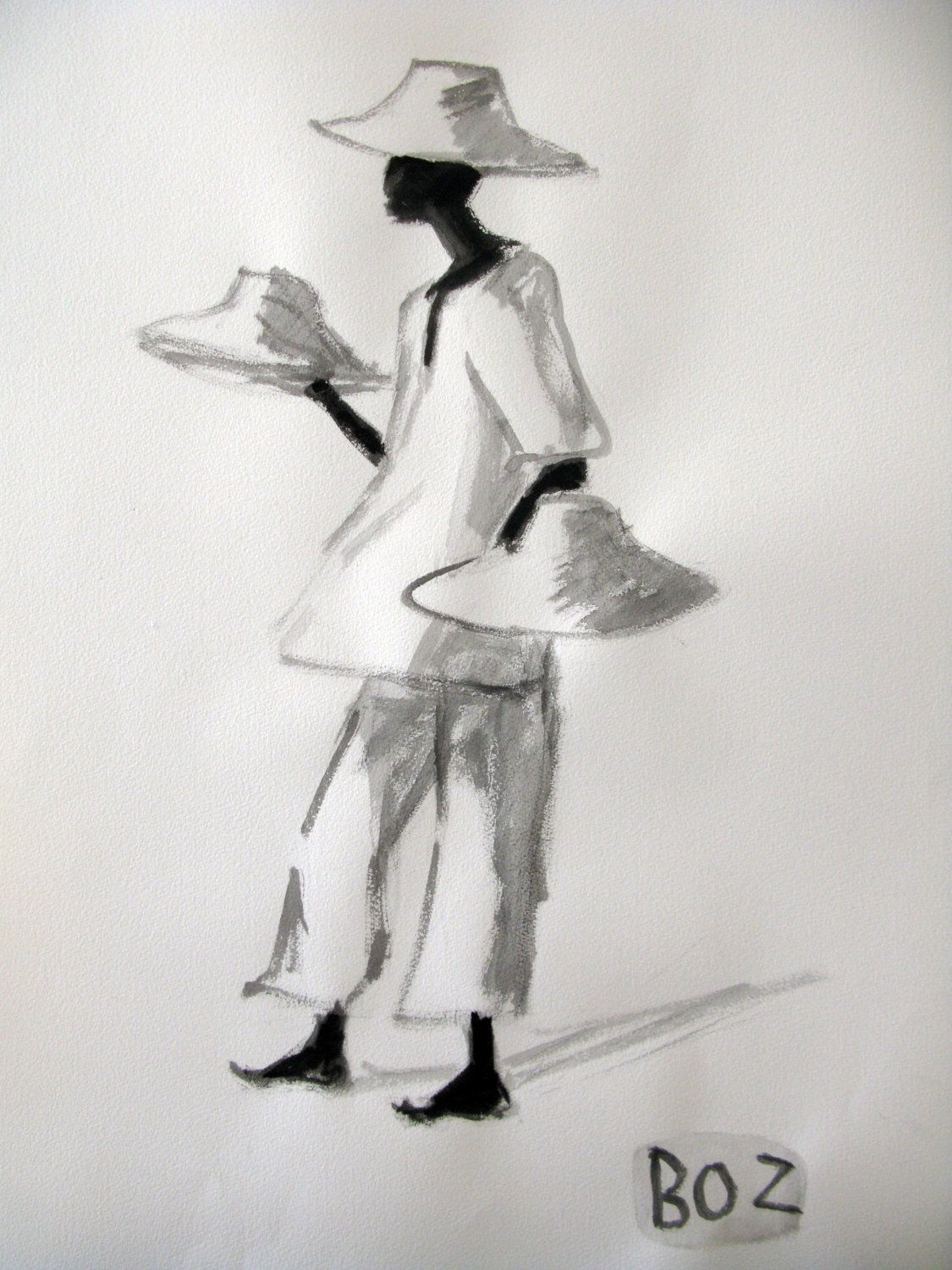 Boz, Caribbean Hat Trader (Unframed)