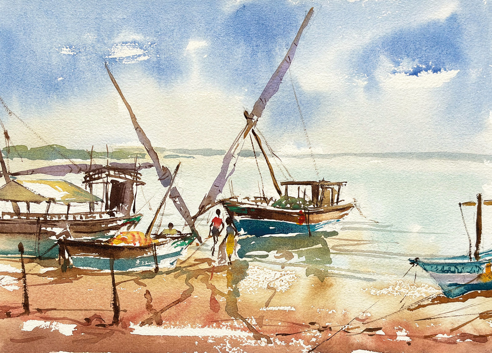 Julia Cassels, Boatyard, Shela, Lamu (London Gallery)