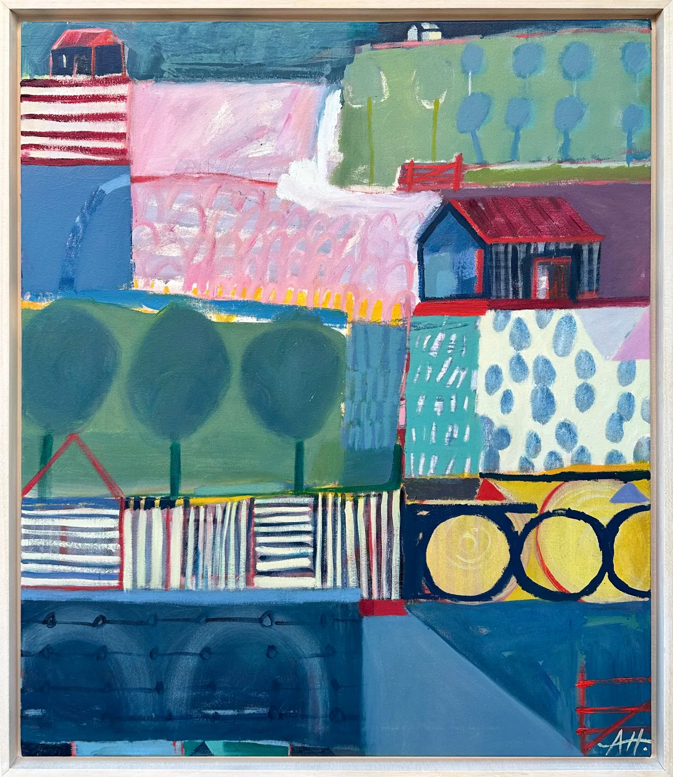 Anna Hymas, Patchwork Landscape with Hay Bale (Hungerford Gallery)