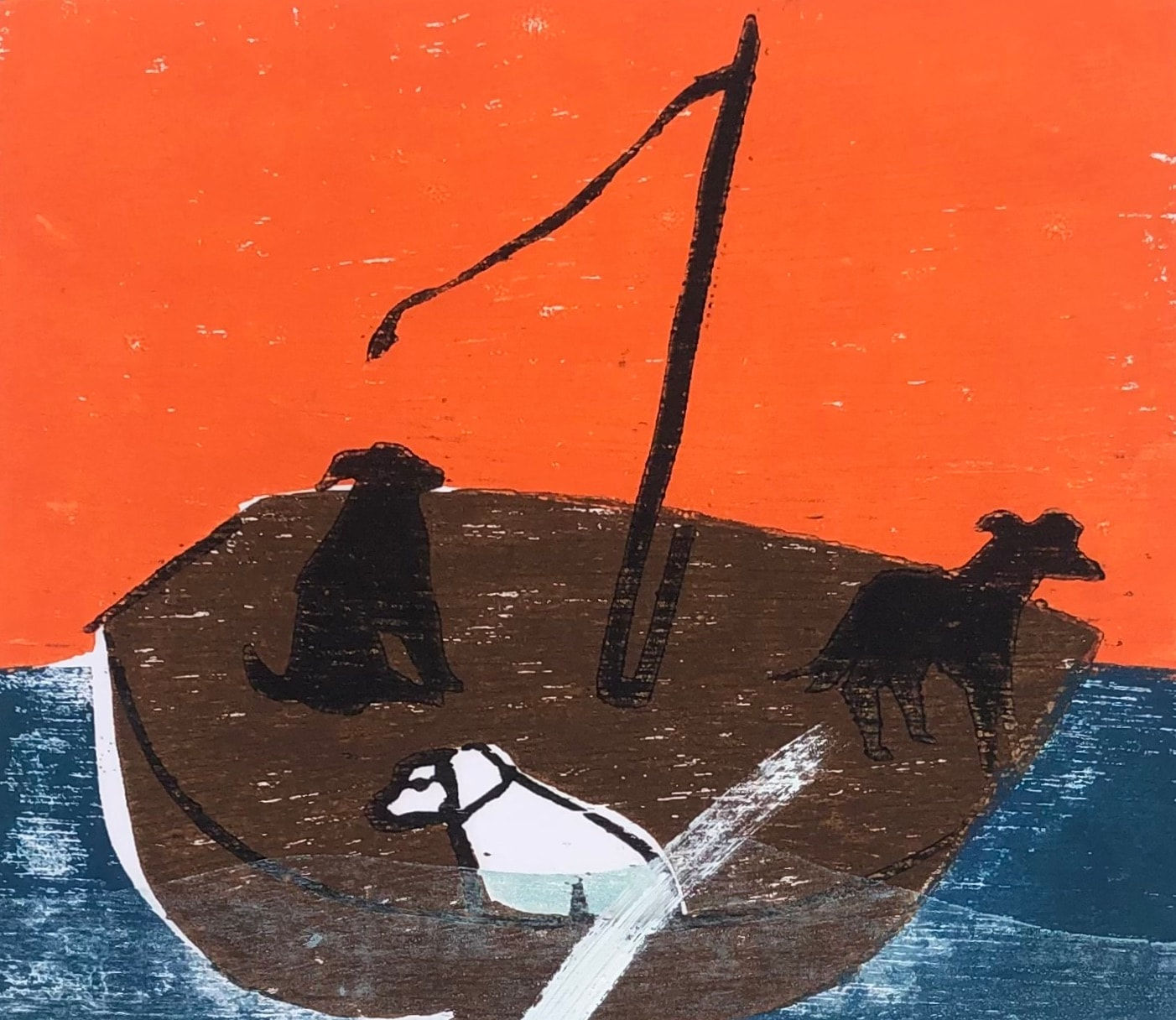 Keith Purser, Dogs on a Boat (Orange III)