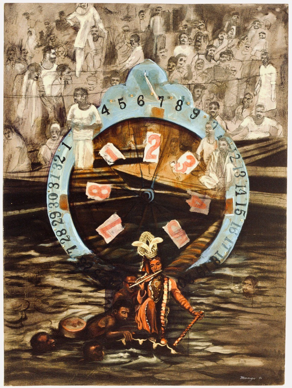 Rob Mango, Krishna Passing the Wheel of Fortubne on the River Ganges, 1993