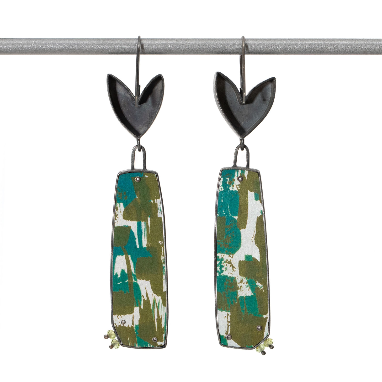 Lindsey Mann, Garden Party Drop Earrings - Green + Pink, 2024