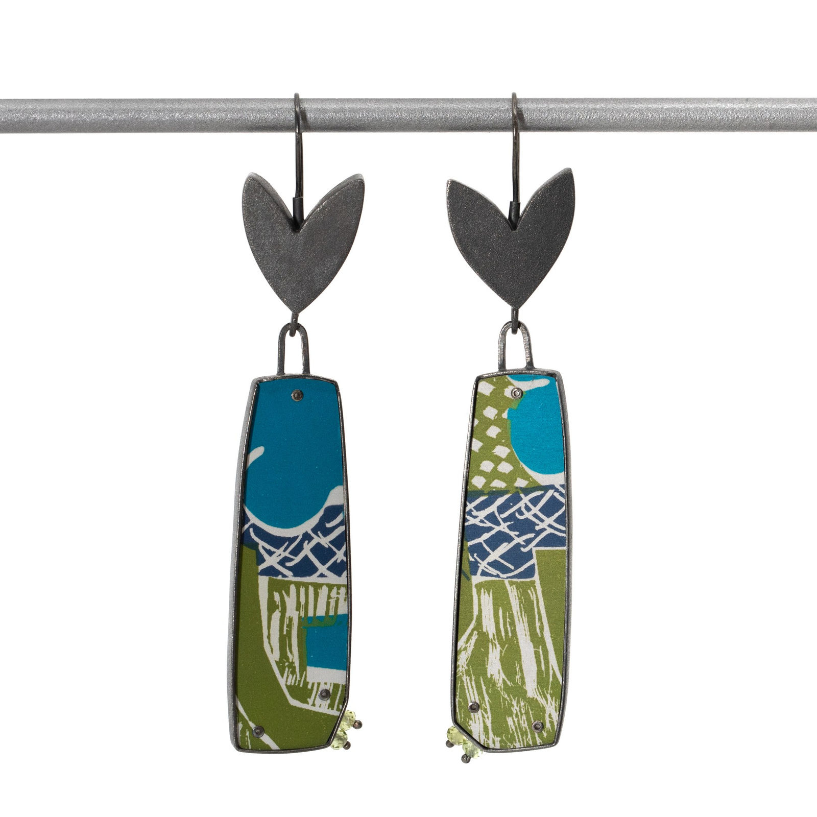 Lindsey Mann, Garden Party Drop Earrings - Green + Pink, 2024