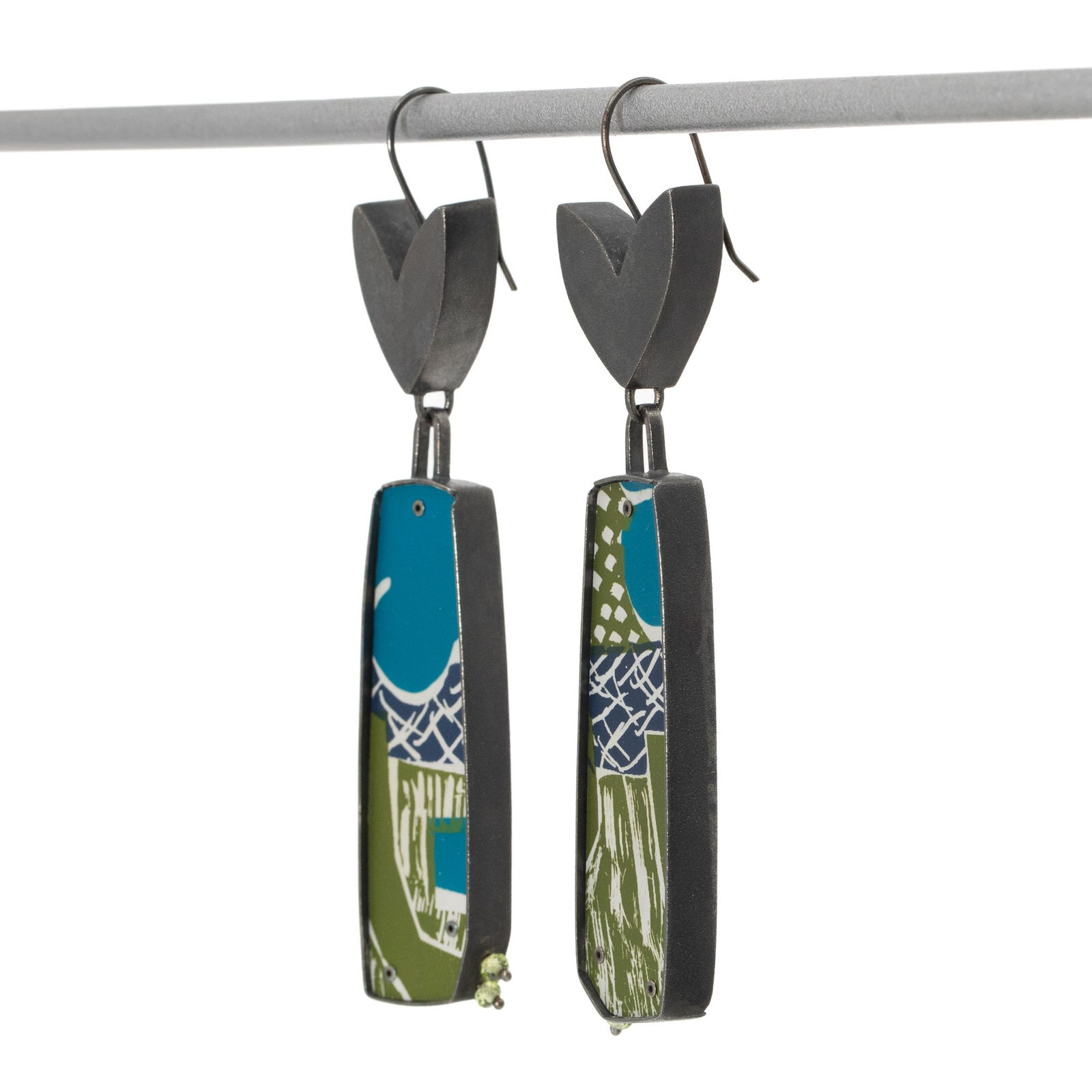 Lindsey Mann, Garden Party Drop Earrings - Green + Pink, 2024