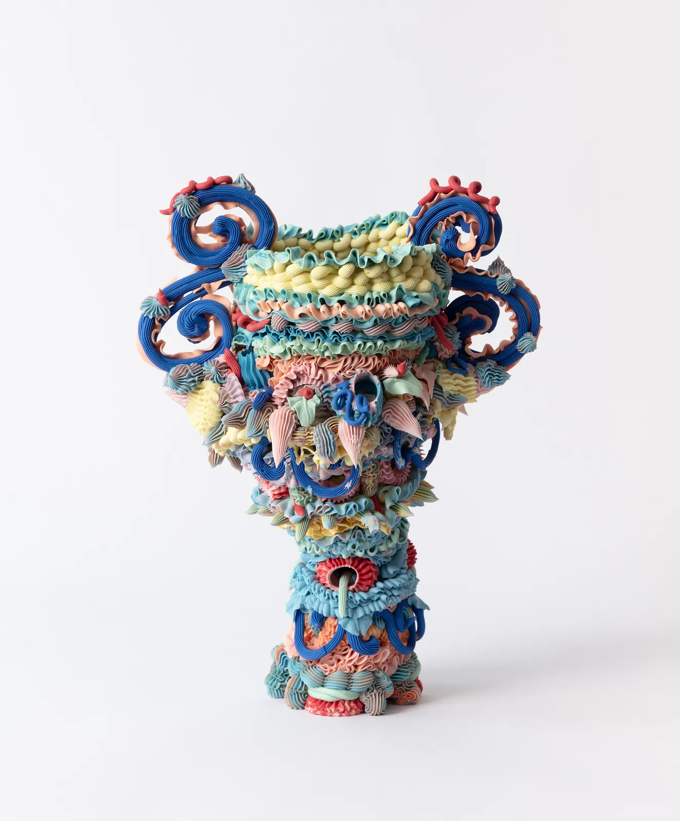 Ebony Russell, Polychrome Urn wiuth Blue Loopy Handles, 2025