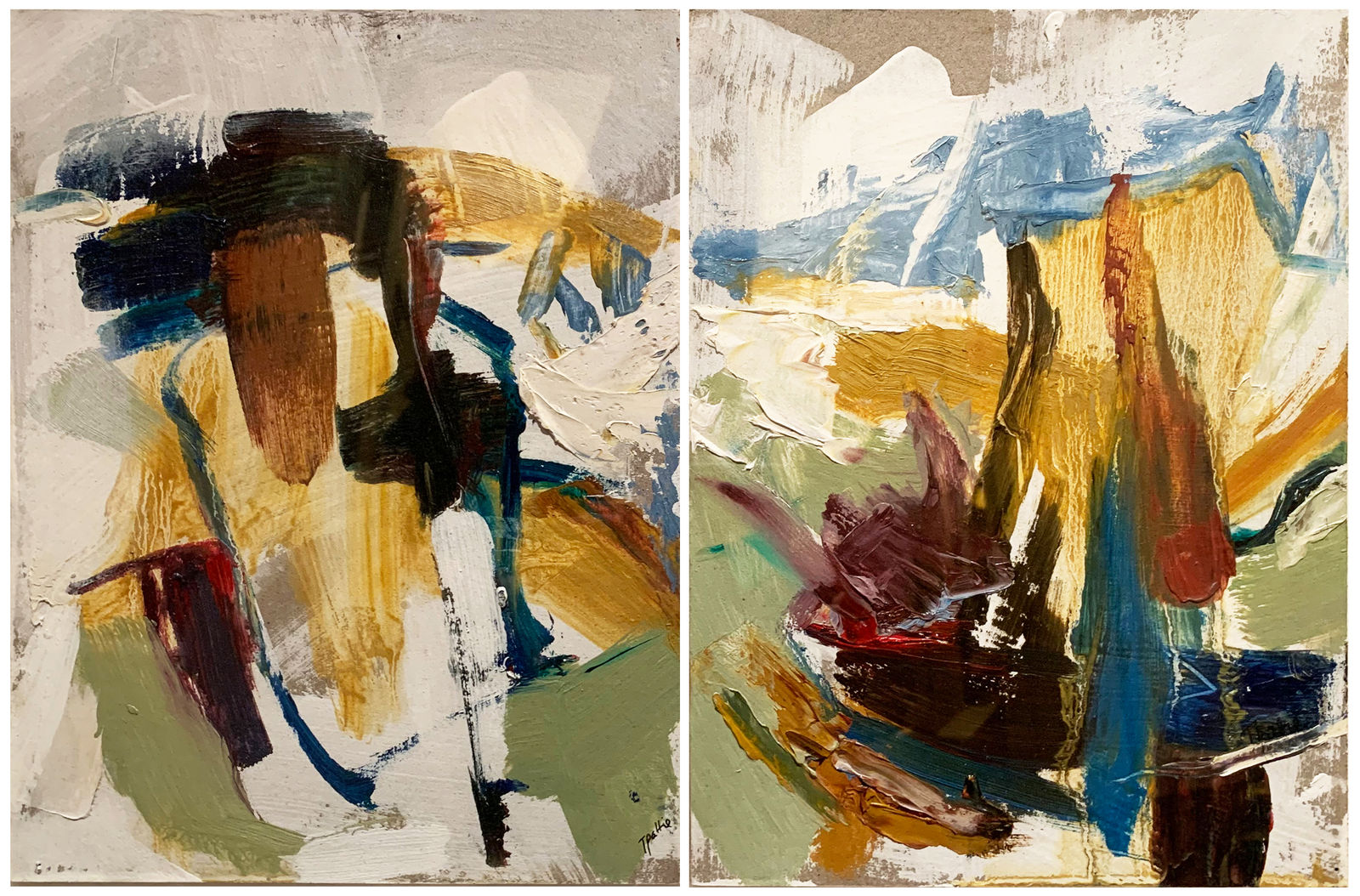 Tuëma Pattie, Rough Seas / Sea Drift, Diptych, c. 1995