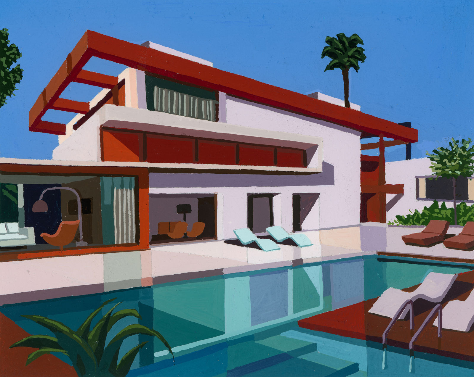 Andy Burgess, Summer House with L-shaped pool, 2021