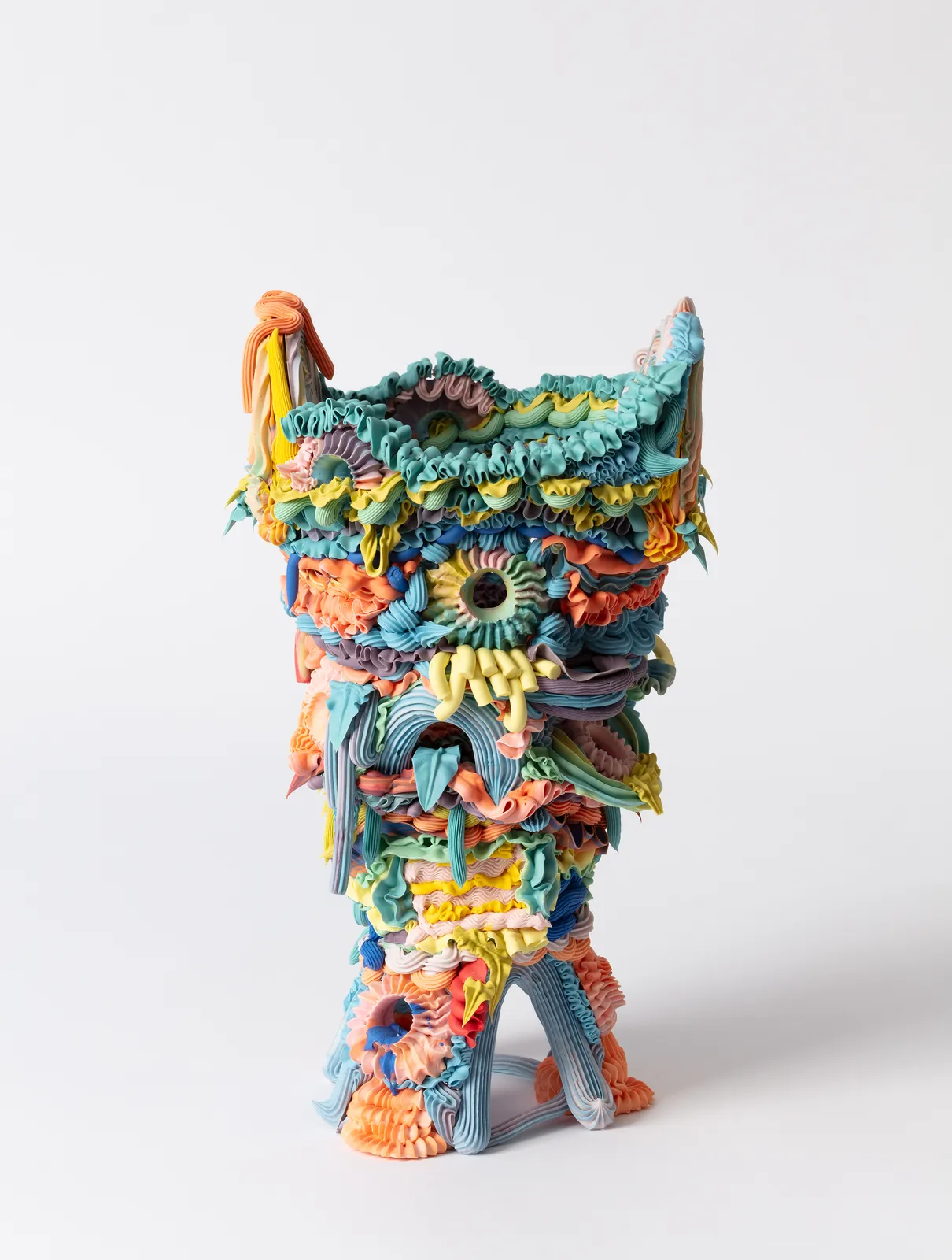 Ebony Russell, Polychrome Loopy urn with rainbow arches, 2025