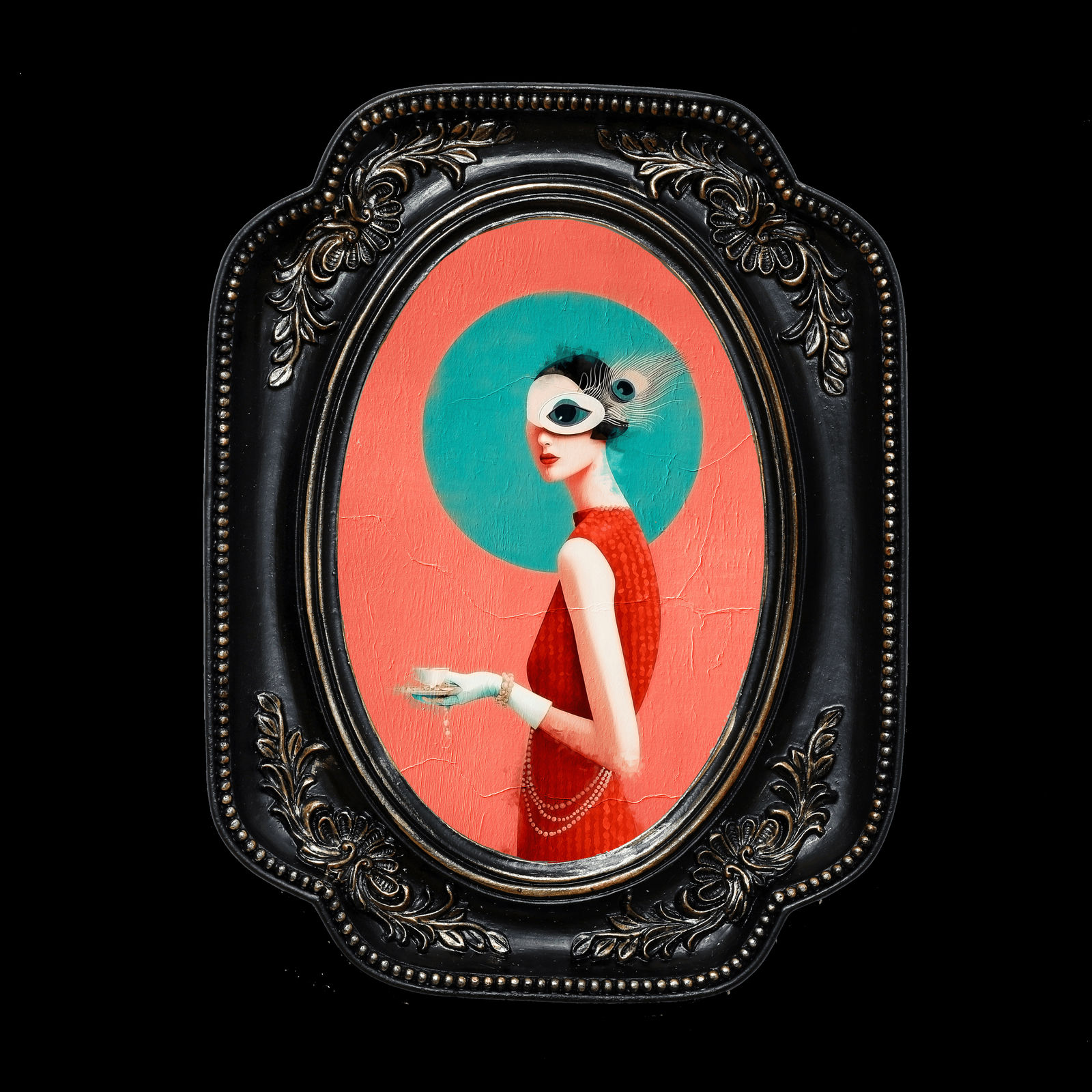 Cristina Schek, The Sip Society III, The Teacup Never Blinks, 2025