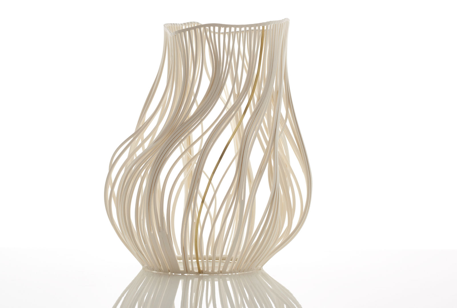 Lauren Nauman, Lines, large white with brass, 2017