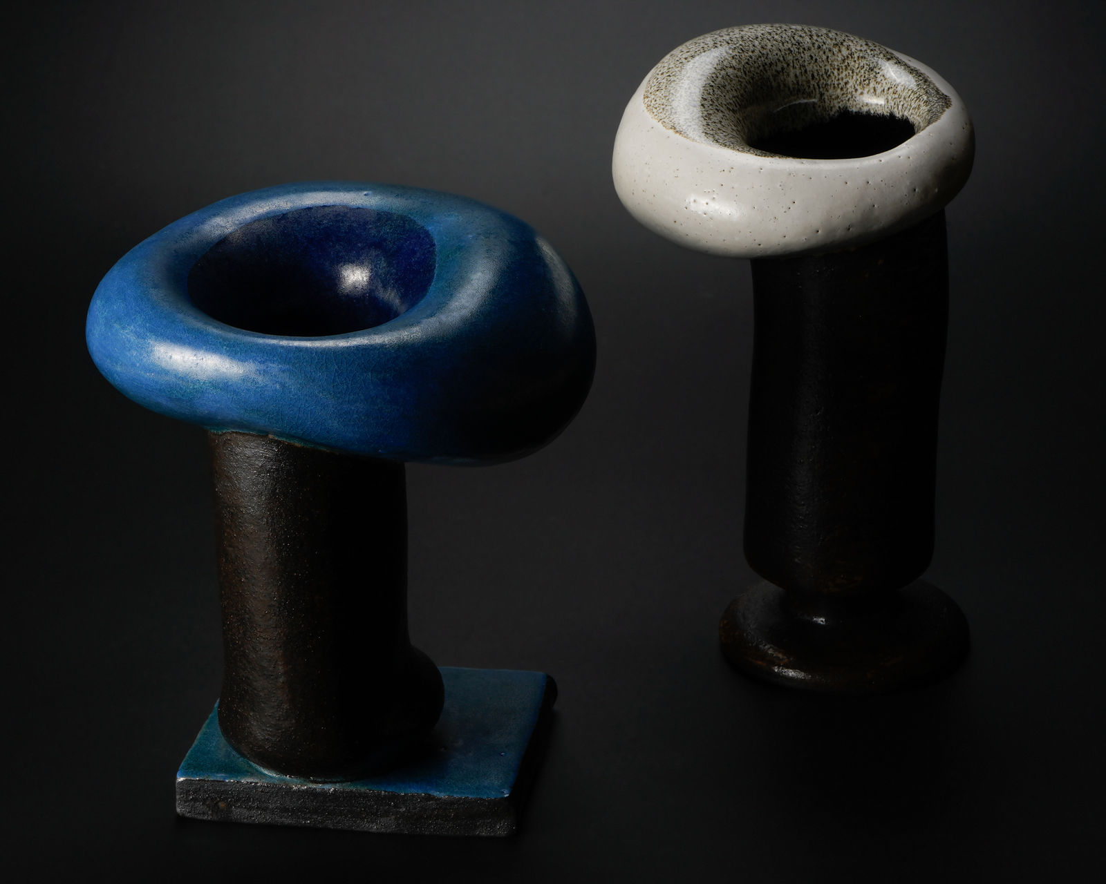 Yanagihara Mutsuo 柳原睦夫, Tubular flower vase with azure glaze 碧釉筒花入, 2014