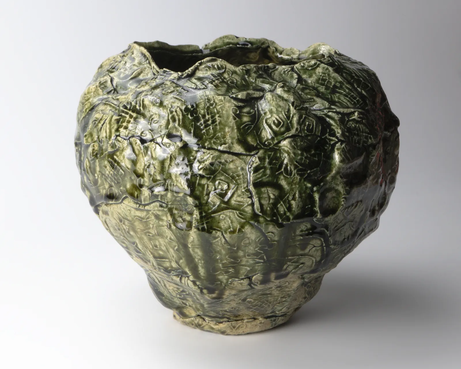 Suzuki Goro 鈴木五郎, Oribe Jar with engraved designs