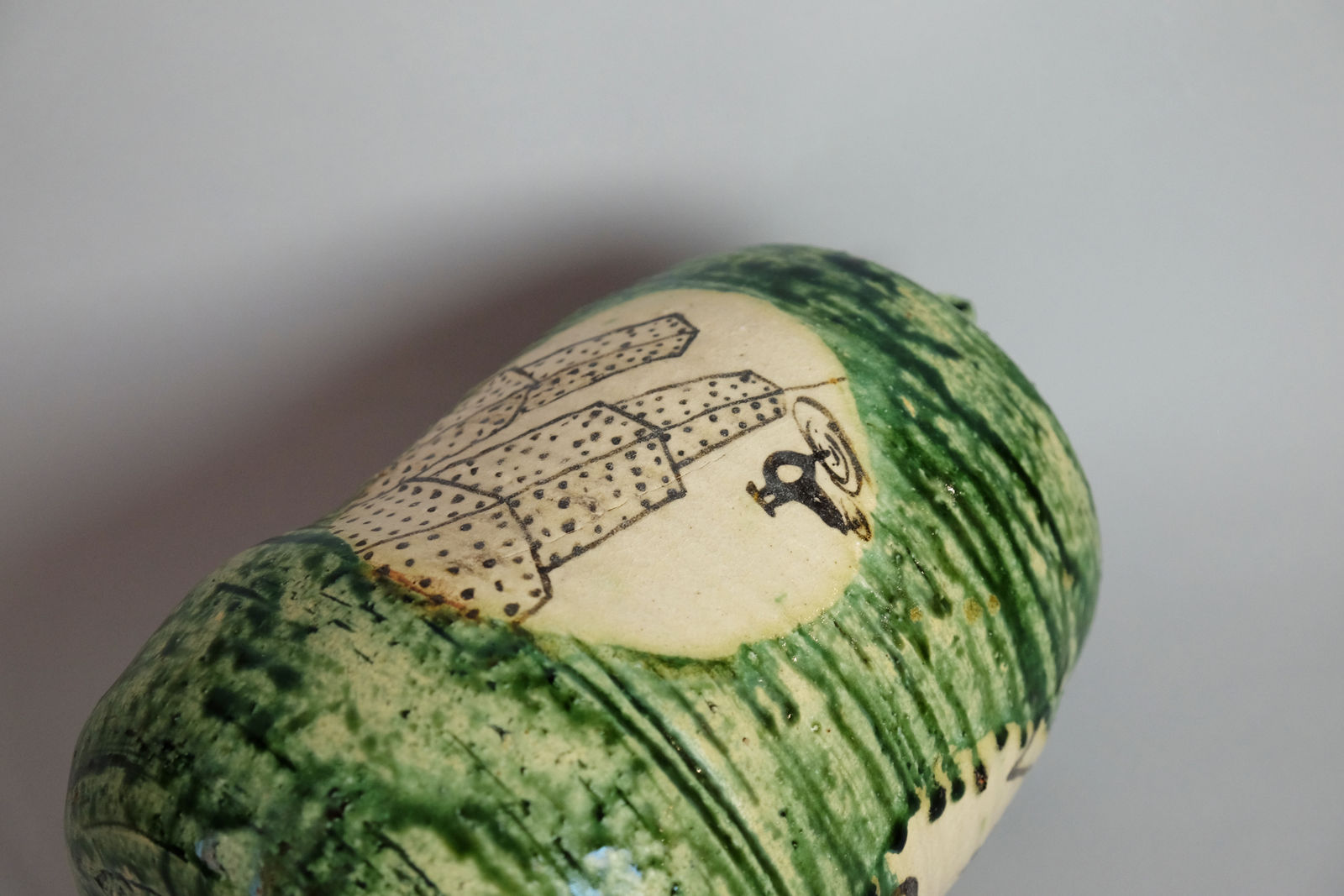 Suzuki Goro 鈴木五郎, Oribe Sculpture "Togan(Water Melon)" 絵織部 冬瓜, 2003