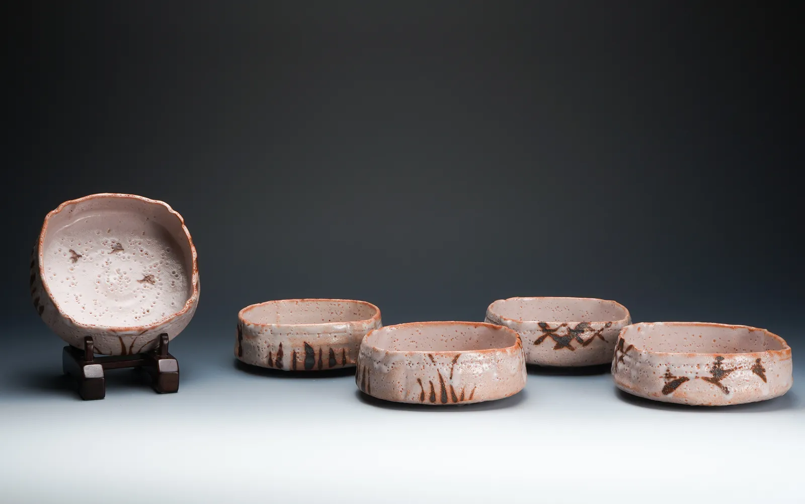 Wakao Toshisada 若尾利貞, Shino Mukozuke dishes: Set of 5