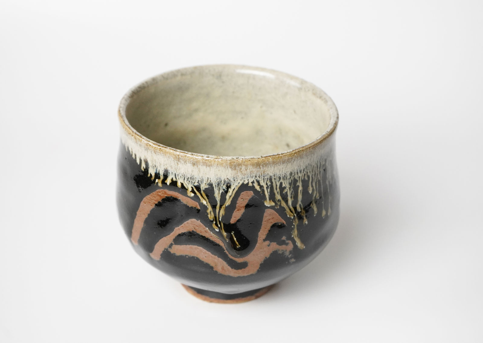 Hamada Shoji 濱田庄司, Black Glazed Teabowl with Finger Mark 黒釉指描 茶碗