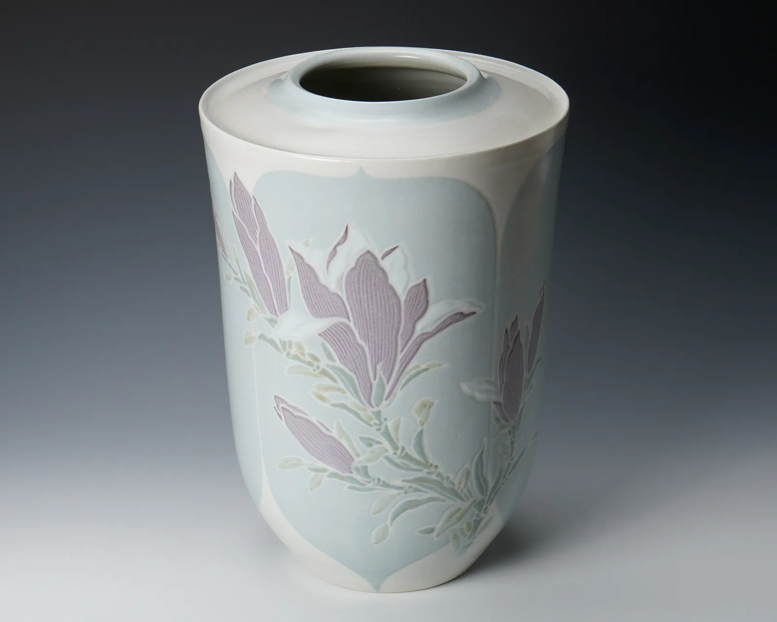 Miyanohara Ken 宮之原 謙, Jar with Polychrome Magnolia Design, 彩磁木蓮文壷, 1970s