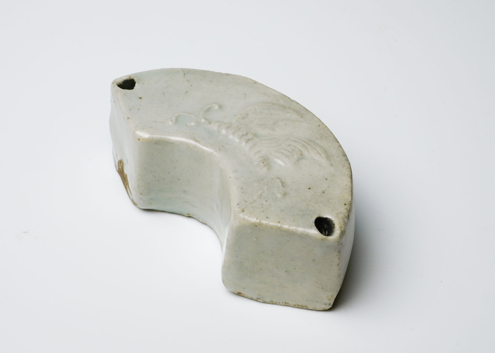 Crescent shaped water dropper with insect design in relief, Joseon dynasty