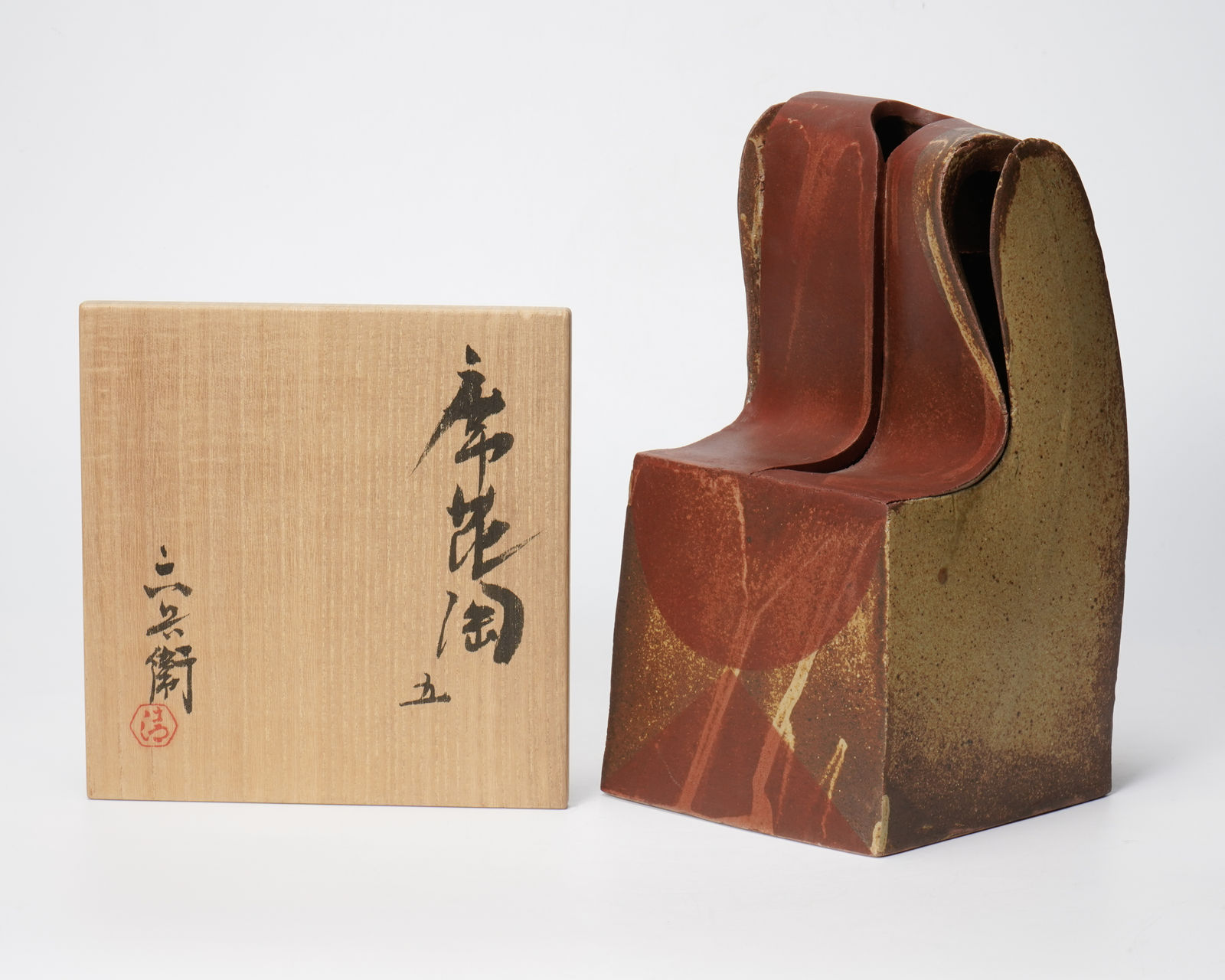Kiyomizu Rokubei VII 七世清水六兵衛, Stoneware Flower Vase “Seki-Ka-To 5" 席花陶・五, 1989