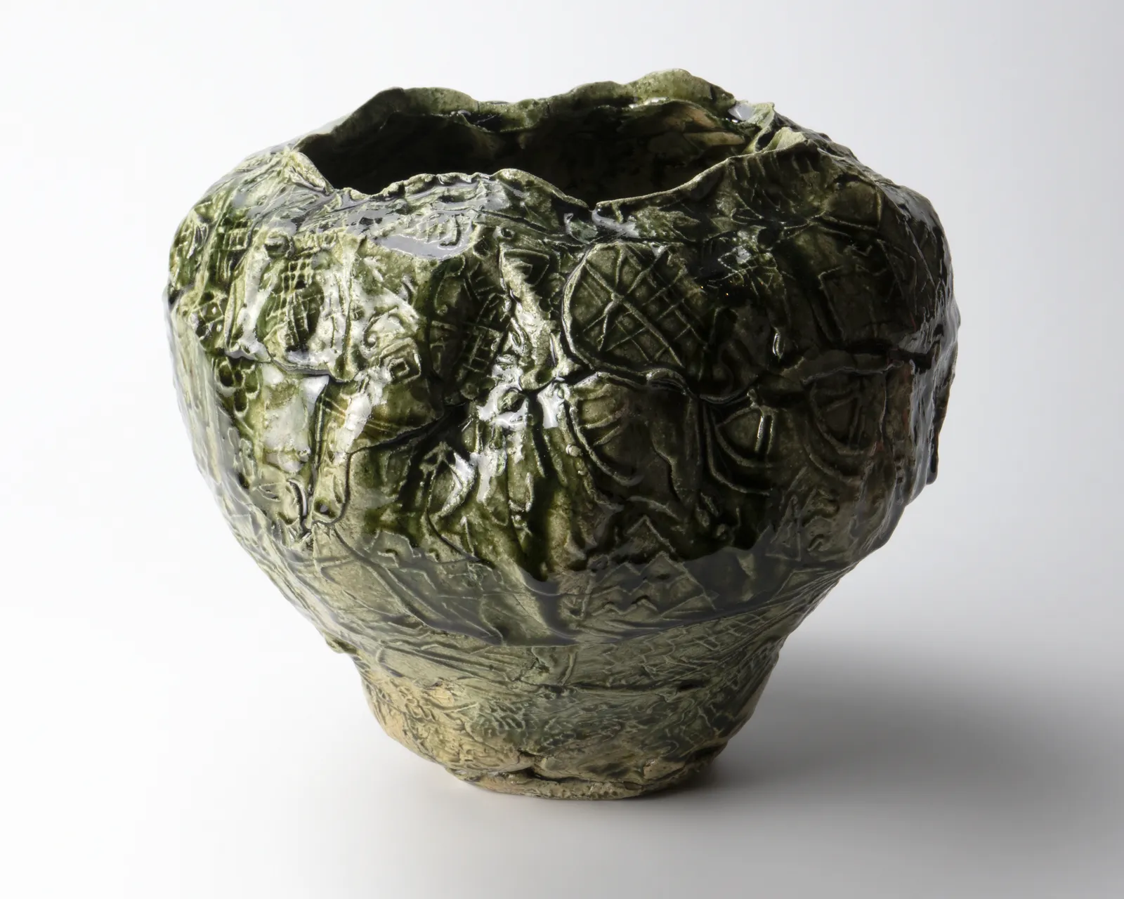 Suzuki Goro 鈴木五郎, Oribe Jar with engraved designs