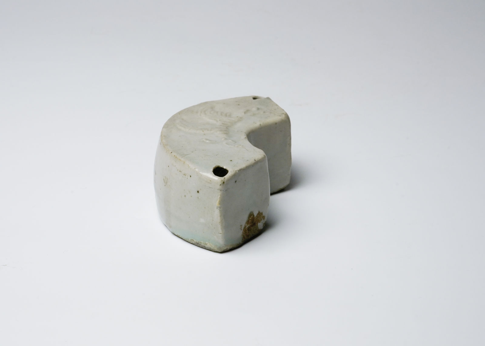 Crescent shaped water dropper with insect design in relief, Joseon dynasty
