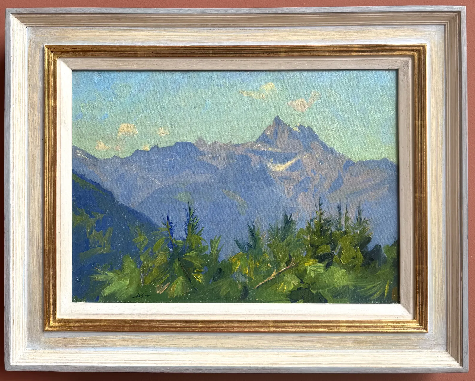 Daisy Sims Hilditch, Early light, Les Dents du Midi from Villars, 2025