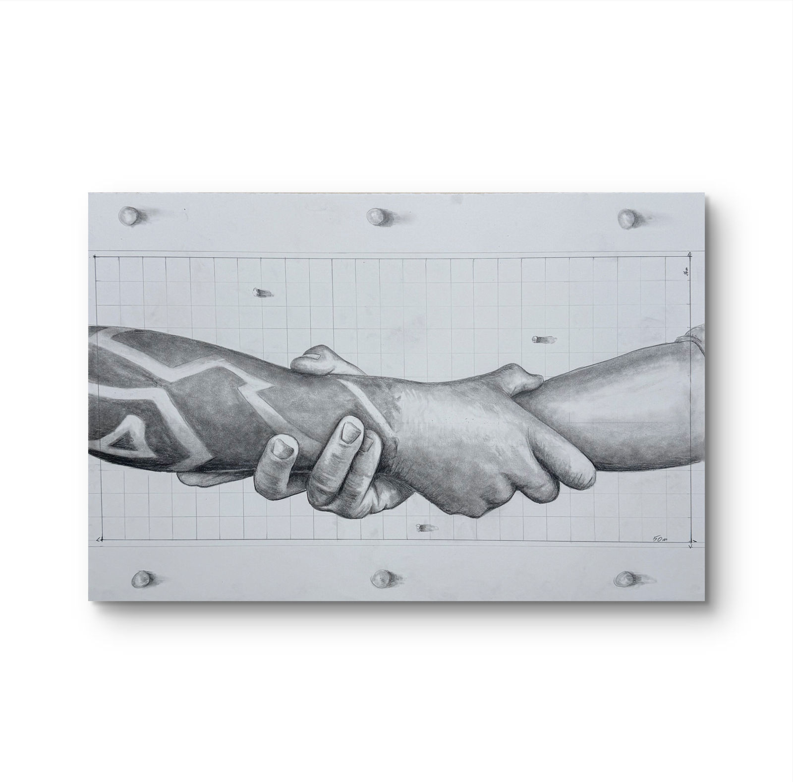 Saype, Beyond Walls, Step 1 : Paris (FR) 2019, 15 000 m², 48°51'14.12"N 2°18'4.58"E preparatory drawing , 2019