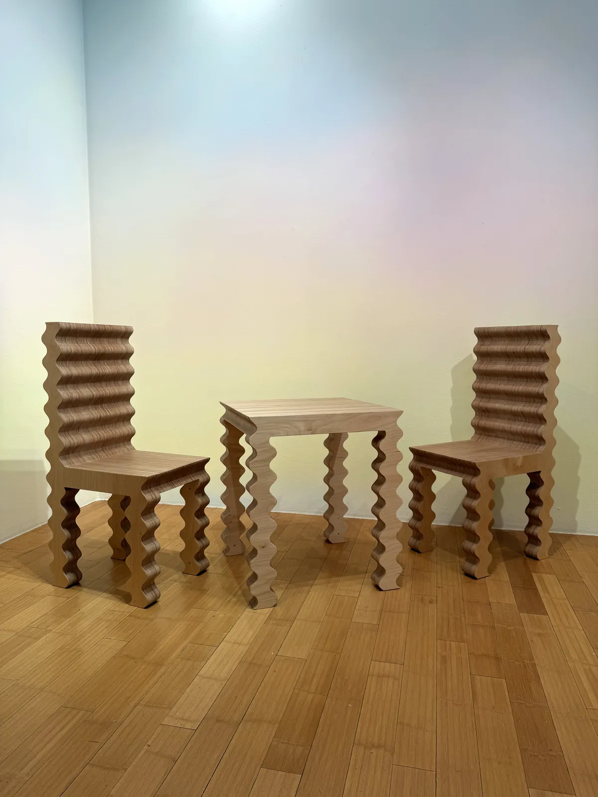 Dmitri Obergfell, Corrugated Cafe table set, 2026