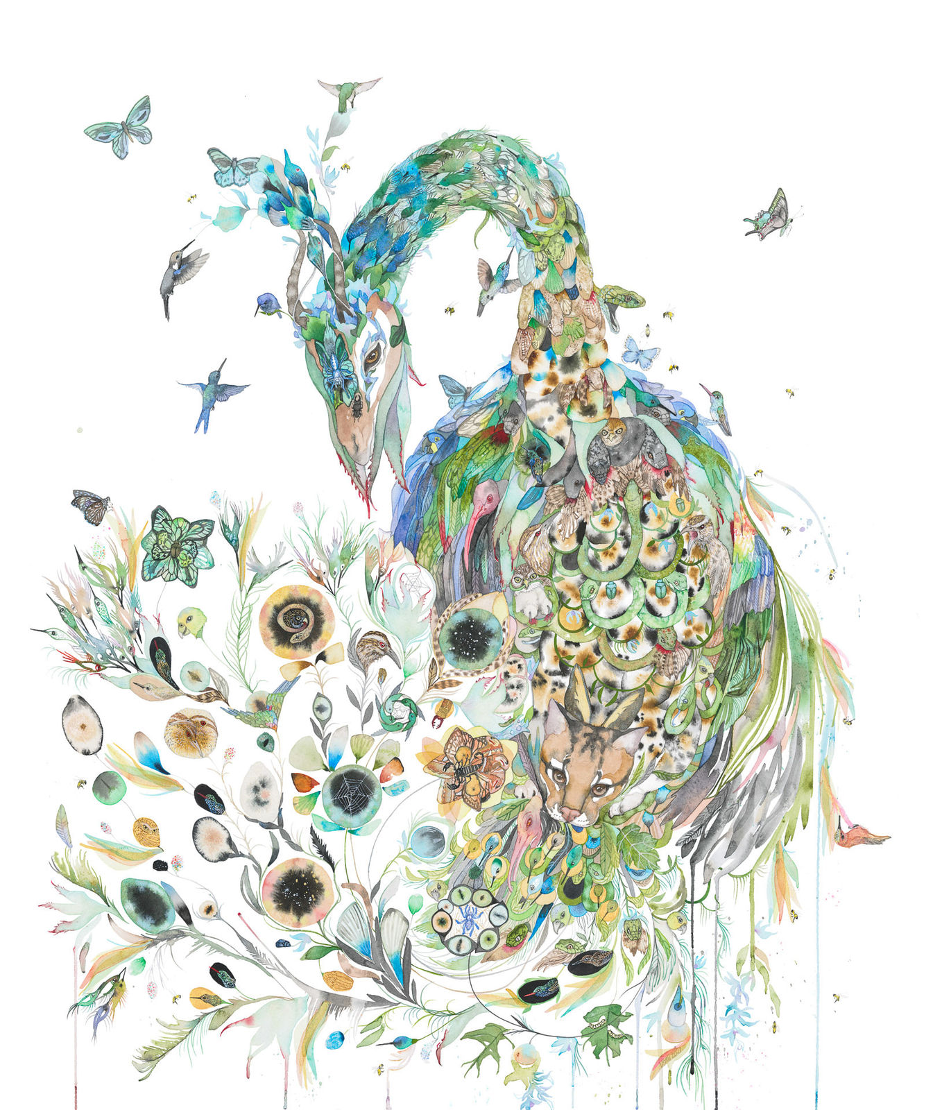 Laura Ball, Dragon (Green Peafowl), 2021