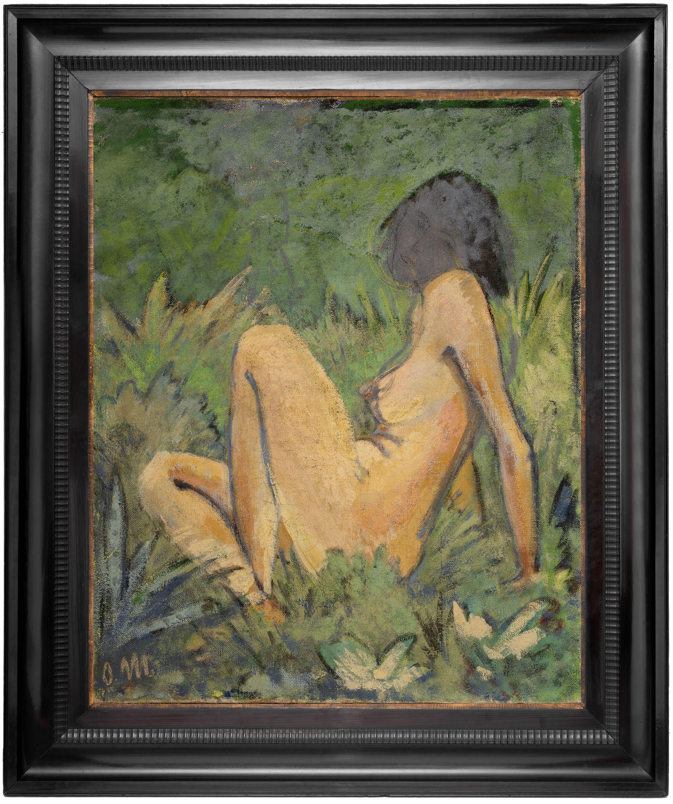 Otto MUELLER, Sitzender Akt in Landschaft; Back : Landschaft (Landscape, Moritzburg Ponds), 1925