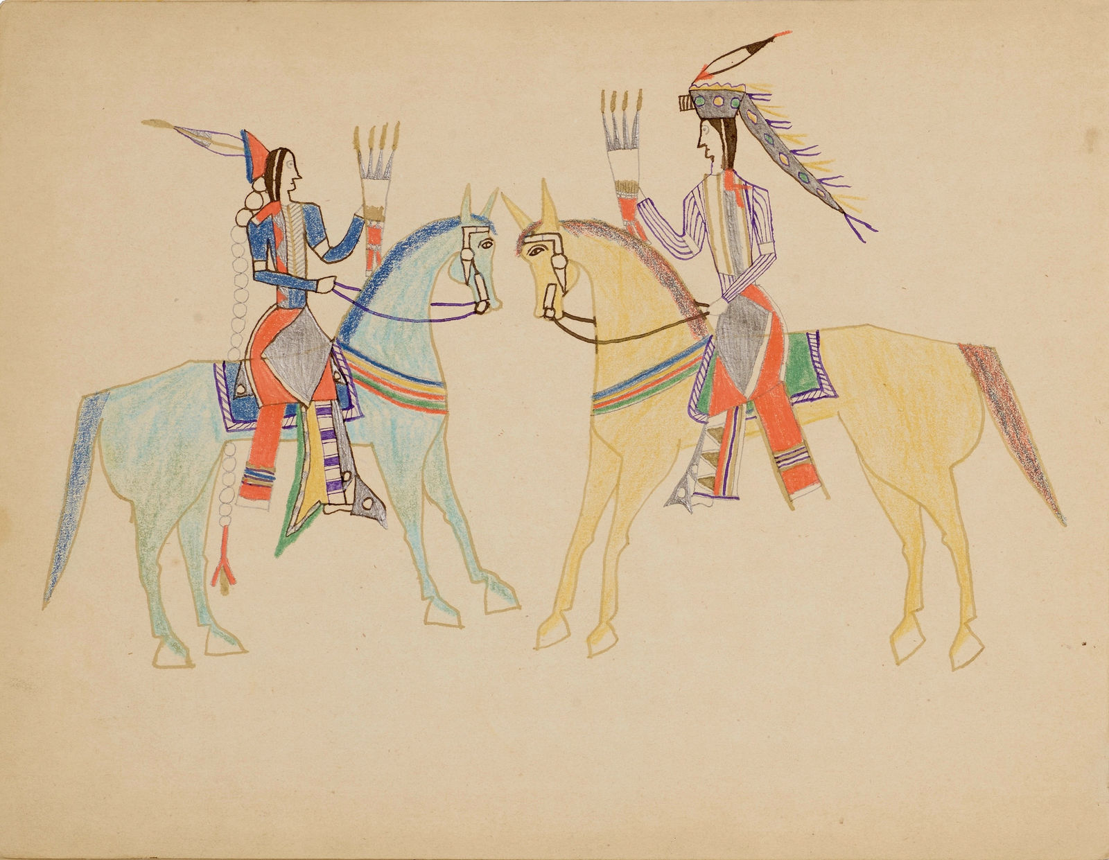 Nokkoist (Bear's Heart), Two Warriors on Horseback, ca. 1876