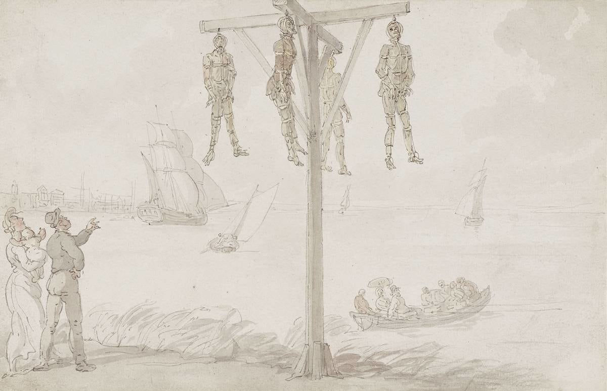 Thomas Rowlandson, A gibbet on the river Thames, c. 1790