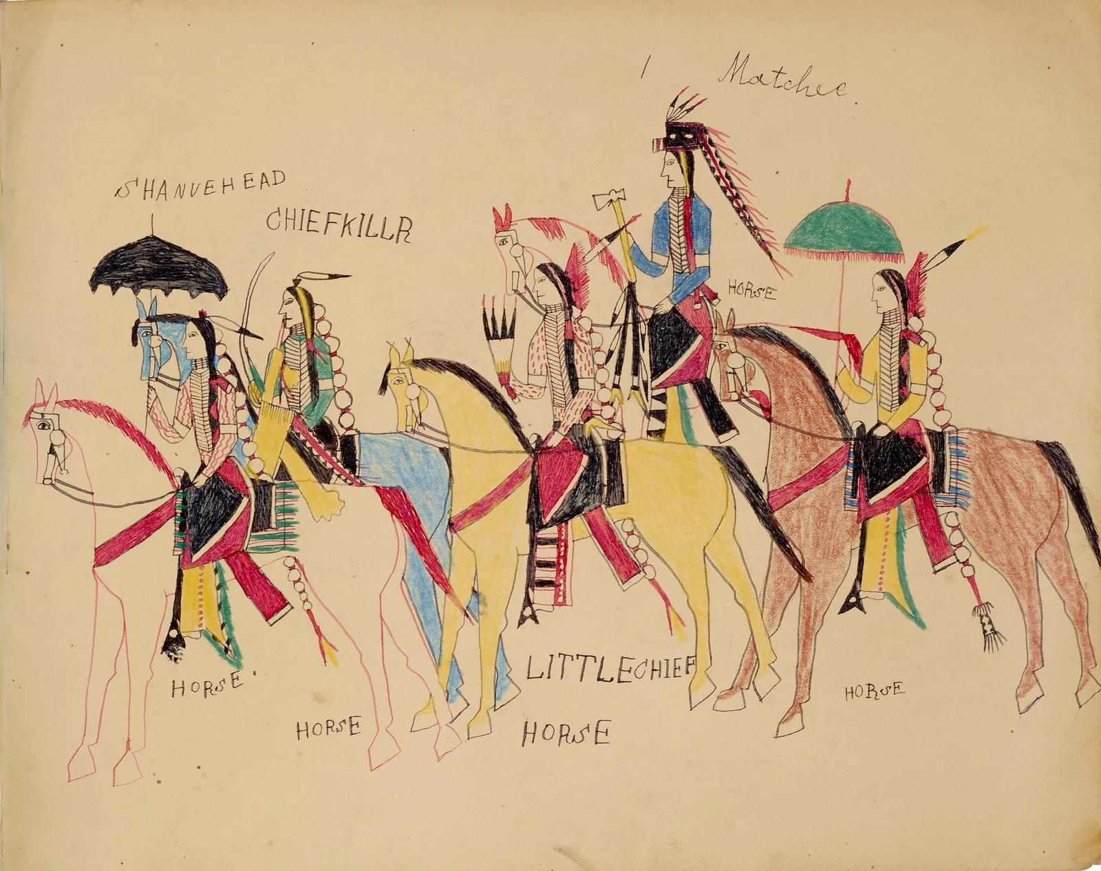 Nokkoist (Bear's Heart), Cheyenne Warriors on Horseback, ca. 1876