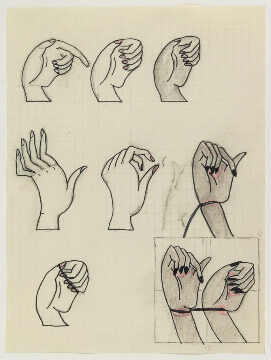 Christina Ramberg, Untitled (nine hands), c. 1971